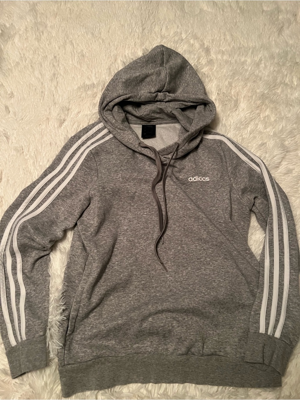 adidas Gray Hooded Sweatshirt with White 3-Stripes